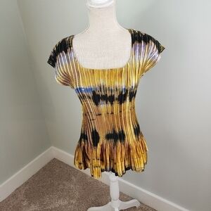Milano Women’s Accordian Stretch Pleated Cap Sleeve Top Size Medium